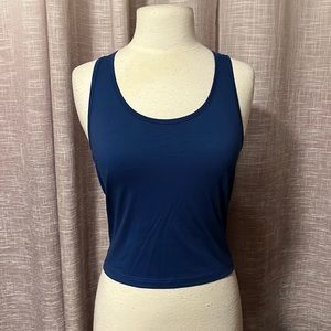 NWOT blue crop cotton tank